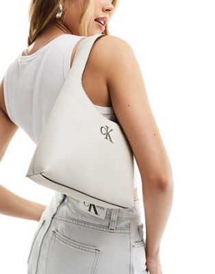Calvin Klein Jeans minimal monogram shoulder bag in stone - ASOS Price Checker