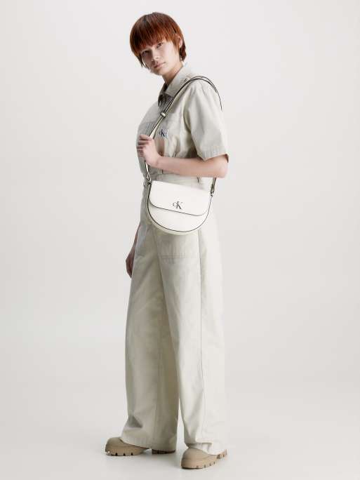 Calvin Klein Jeans minimal saddle bag in white