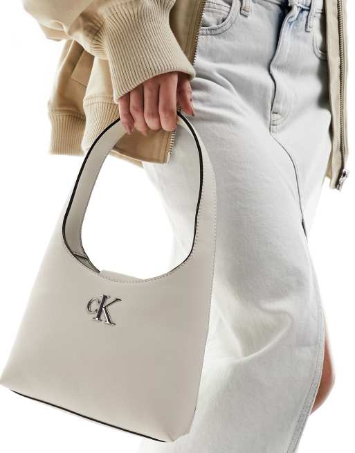 Calvin Klein Jeans - Minimalistische schoudertas met monogram in stone, 3 van 4