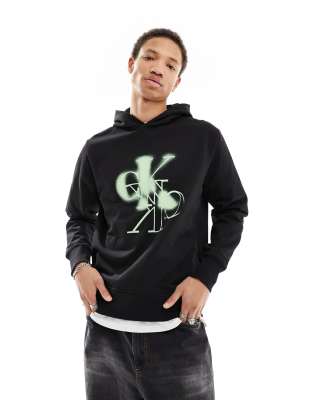  Calvin Klein Jeans mirrored logo hoodie in black