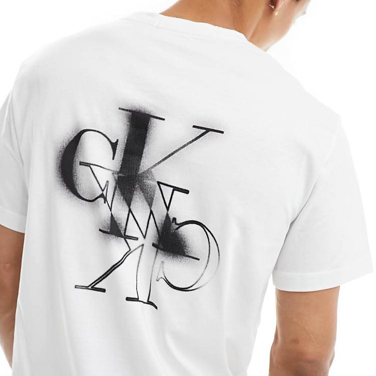 Calvin Klein Jeans mirrored logo t-shirt in white | ASOS