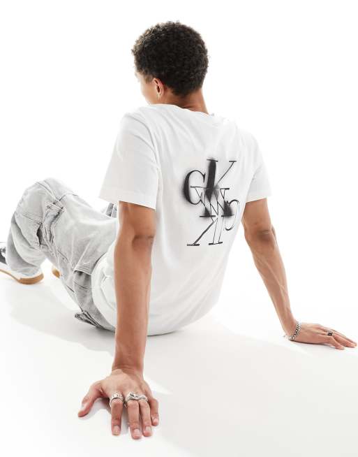 Calvin Klein Jeans mirrored logo t-shirt in white