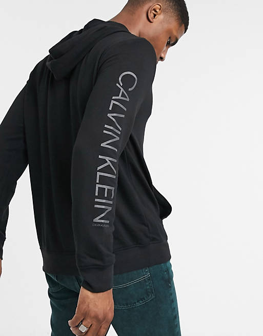 Oeganda ontspannen supermarkt Calvin Klein Jeans modal po hooded sweatshirt in black | ASOS