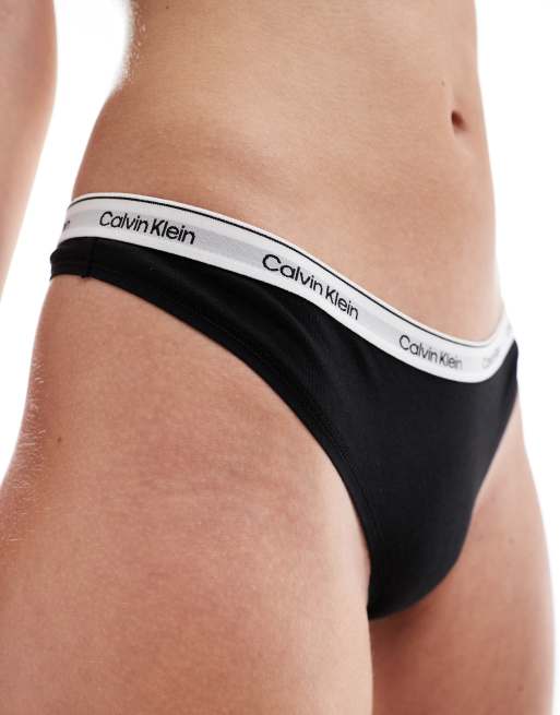 Calvin Klein Jeans - Modern - Perizoma nero a vita bassa con logo, 3 di 4