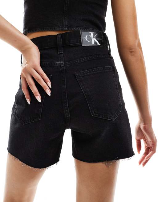 Calvin Klein Jeans mom denim shorts in black ASOS