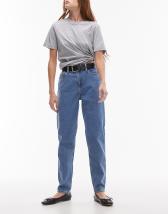 Topshop super-rip mom jean in mid blue - LBLUE | ASOS