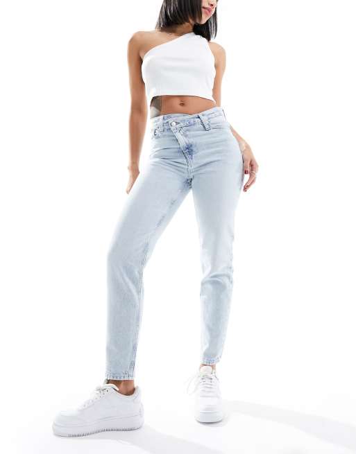 Calvin Klein Jeans mom jeans with wrap waist in light wash