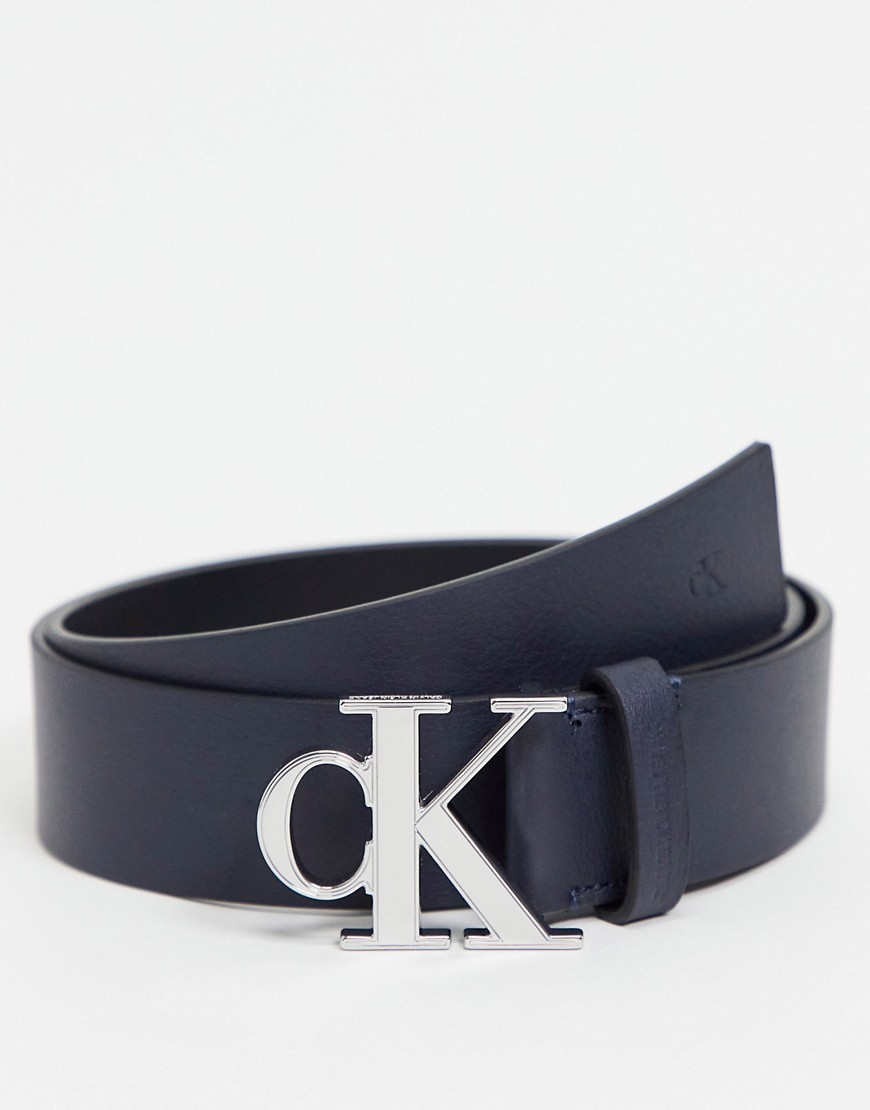 Calvin Klein Jeans monogram 35mm plaque belt in black