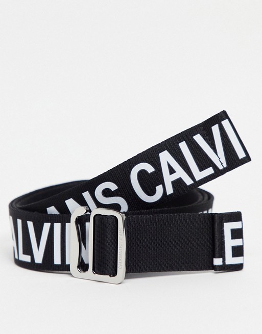 Calvin Klein Jeans monogram 35mm slider taped belt in black
