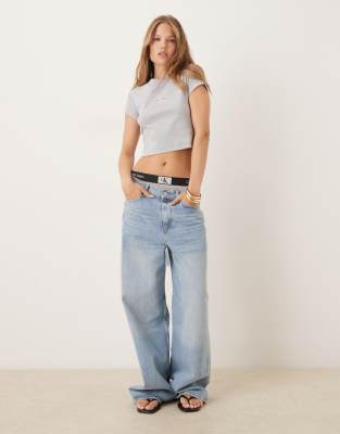 Calvin Klein Jeans Est.1978 Monogram Baby Tee In Gray