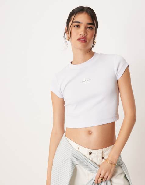Calvin Klein Jeans monogram baby tee in lilac - view 1