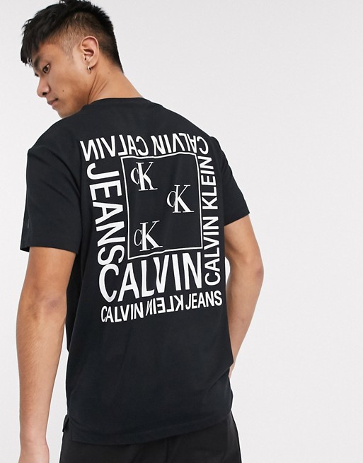 Calvin Klein Jeans monogram back print logo t-shirt in black