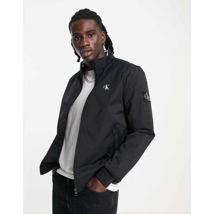 Calvin Klein Jeans monogram badge padded harrington jacket in black ASOS