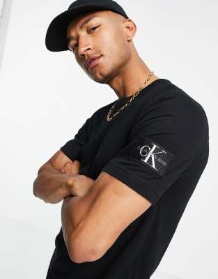 Calvin Klein Gold Monogram Tee in Black for Men