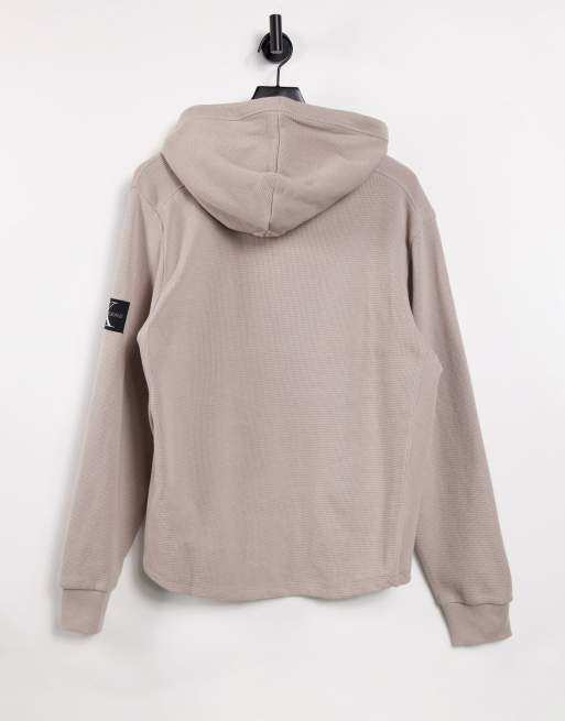 Calvin Klein Jeans monogram badge waffle hoodie in stone ASOS