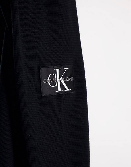 Calvin Klein Jeans monogram badge waffle long sleeve t-shirt in 