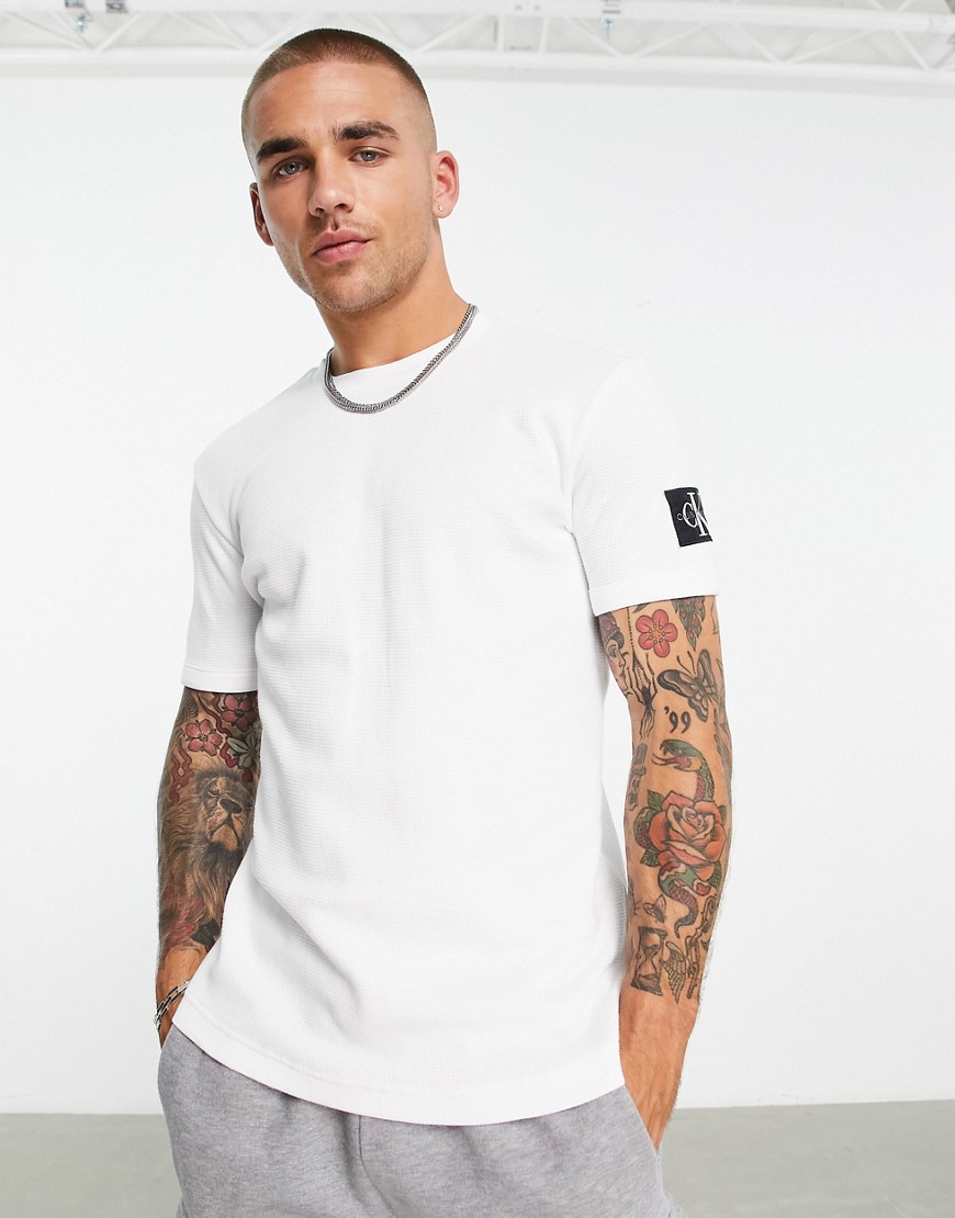 Calvin Klein Jeans Monogram Badge Waffle T-Shirt In White