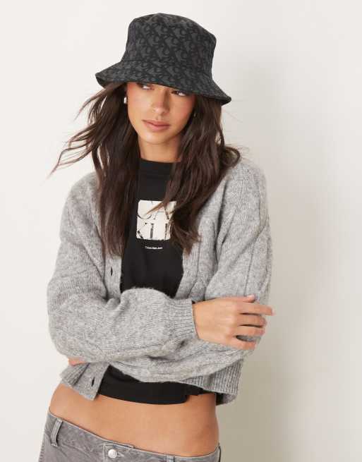 Calvin Klein Jeans monogram bucket hat in black | ASOS