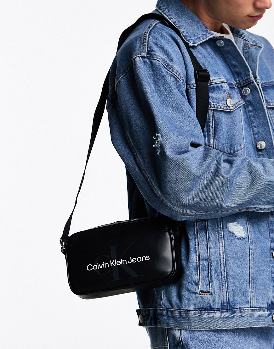 Calvin Klein Jeans monogram camera bag in black