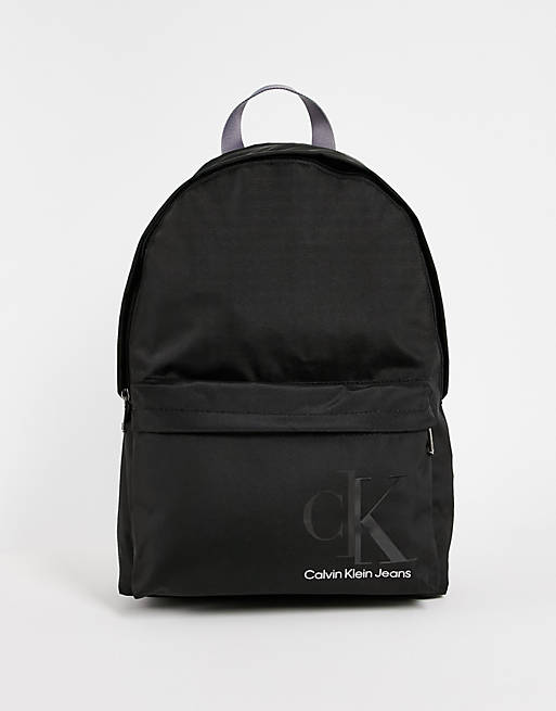 Calvin Klein Jeans monogram campus backpack in black | ASOS