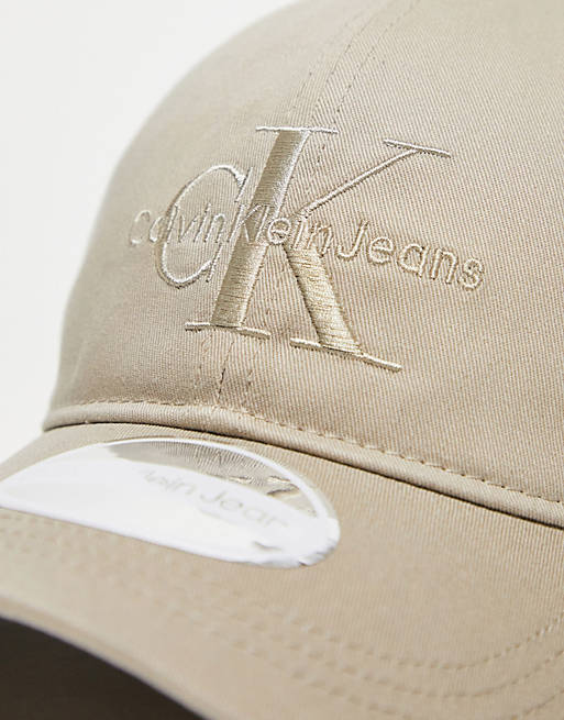 Calvin Klein Jeans monogram cap in beige | ASOS