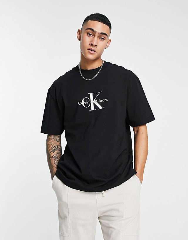 Calvin Klein Jeans - monogram chest logo oversized t-shirt in black