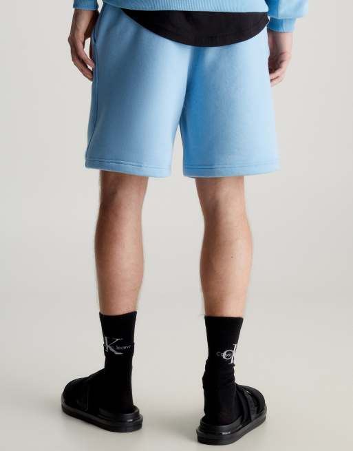 Calvin Klein Jeans Monogram Fleece Jogger Shorts in Dusk Blue, 5 of 5