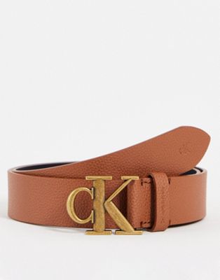 Calvin Klein Jeans monogram hardware 35mm belt in tan