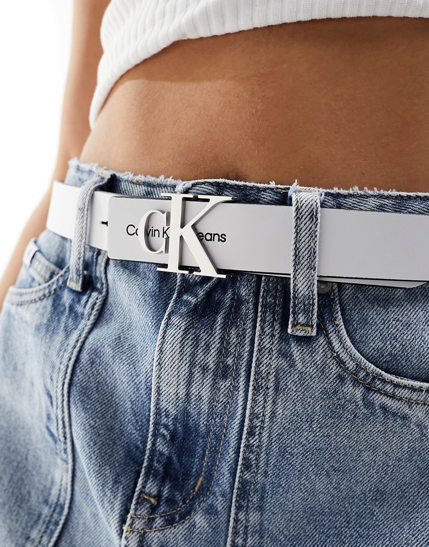 Calvin Klein Jeans monogram hardware belt in white
