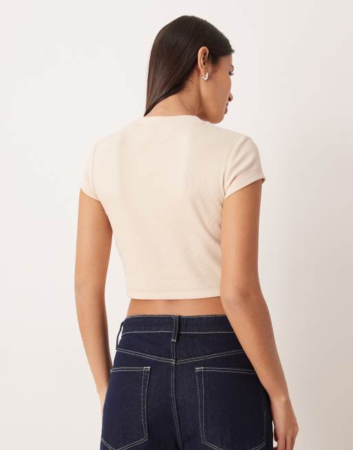 トップス   Jeans A-Is Monogram BabyTee Calvin Klein Jeans monogram logo baby tee in beige | ASOS