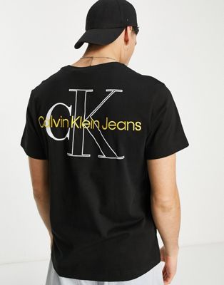 Calvin Klein Jeans monogram logo back print boxy fit t-shirt in black