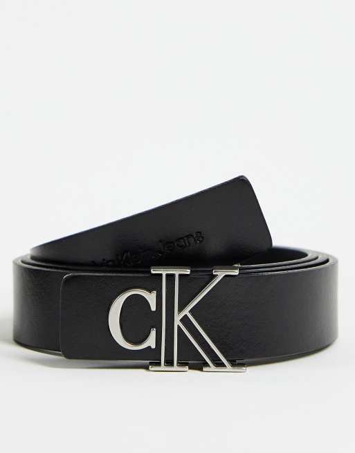 Calvin Klein Women's Retro Monogram Logo Plaque Reversible Belt - Black - XL