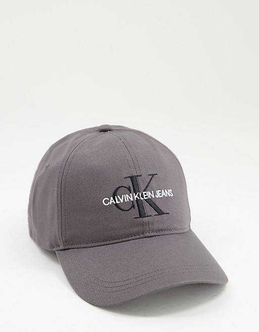 Calvin Klein Jeans monogram logo cap in charcoal | ASOS
