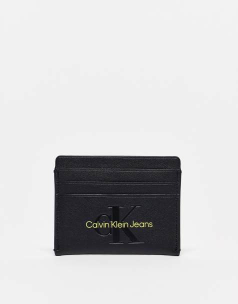Calvin Klein Jeans monogram logo card case in black - view 1