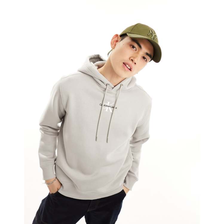 gray Calvin logo monogram sweatshirt in neck | Klein dark ASOS Jeans crew