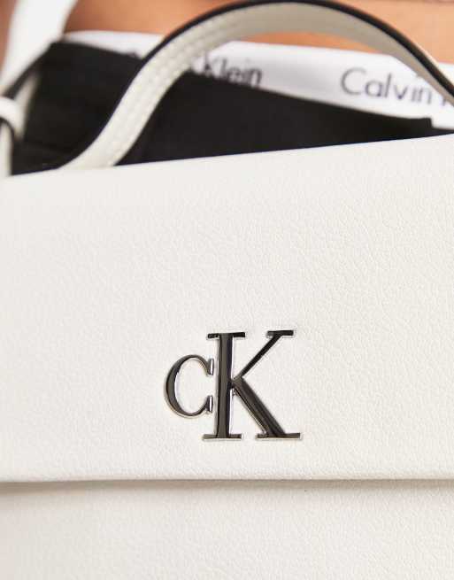 Calvin Klein Jeans reissue logo crossbody camera bag in white