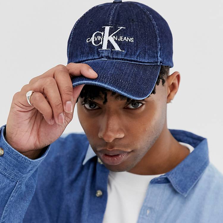 Calvin Klein Jeans Monogram logo denim baseball cap | ASOS