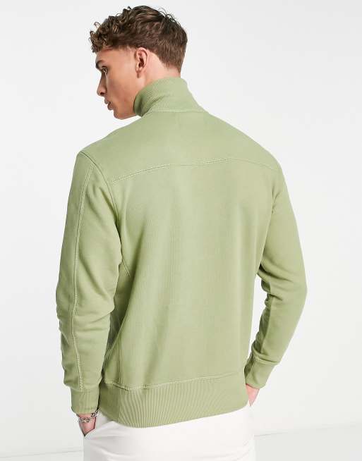 Calvin Klein Jeans monogram logo half zip sweatshirt in green