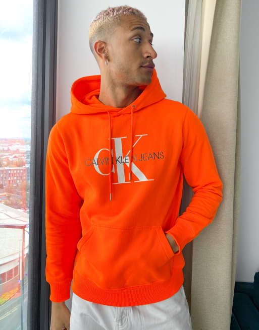 Calvin Klein Jeans monogram logo hoodie in orange