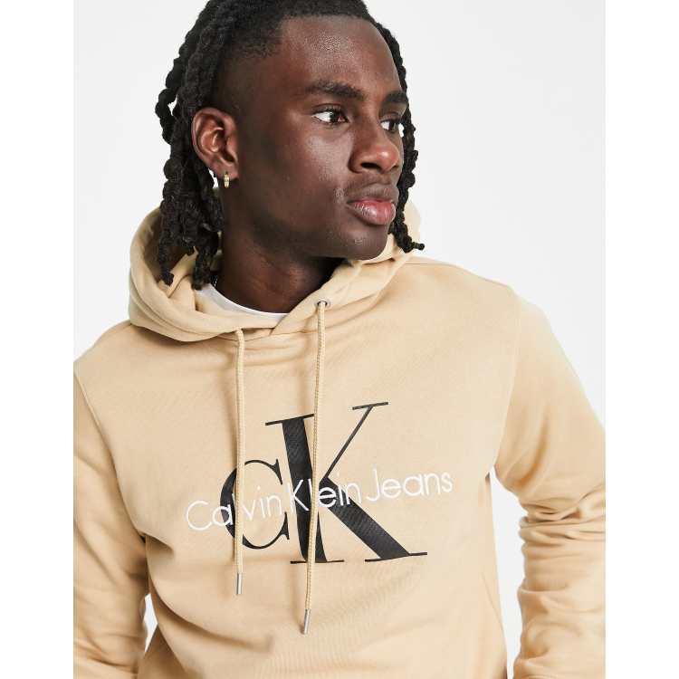 Timberland | Unisex Monogram Logo Hoodie, Tan, Size Large