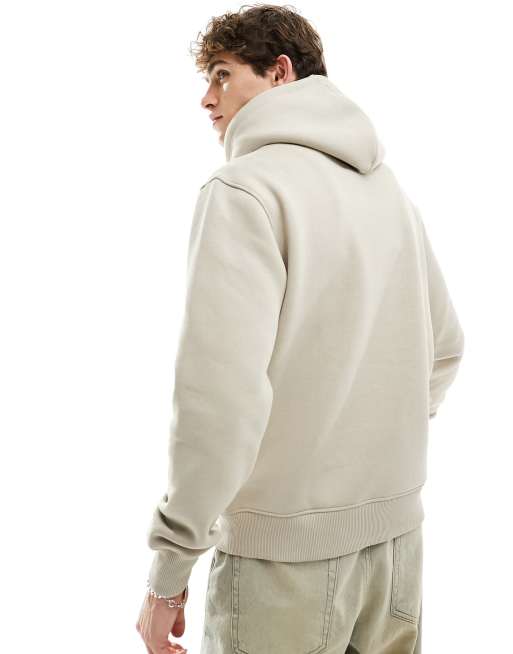 Calvin Klein Jeans monogram logo hoodie in taupe