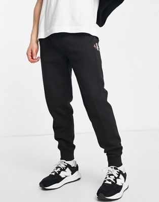 Calvin Klein Jeans monogram logo joggers in black