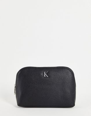 Calvin Klein Jeans monogram logo make up bag in black