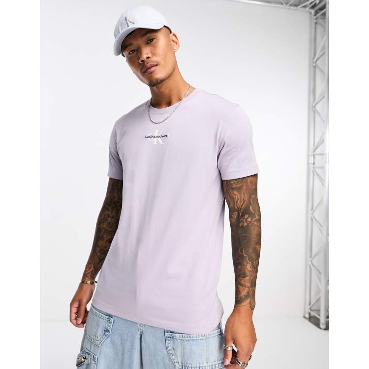 Calvin Klein Jeans Plus micro monogram logo slim fit t-shirt in purple