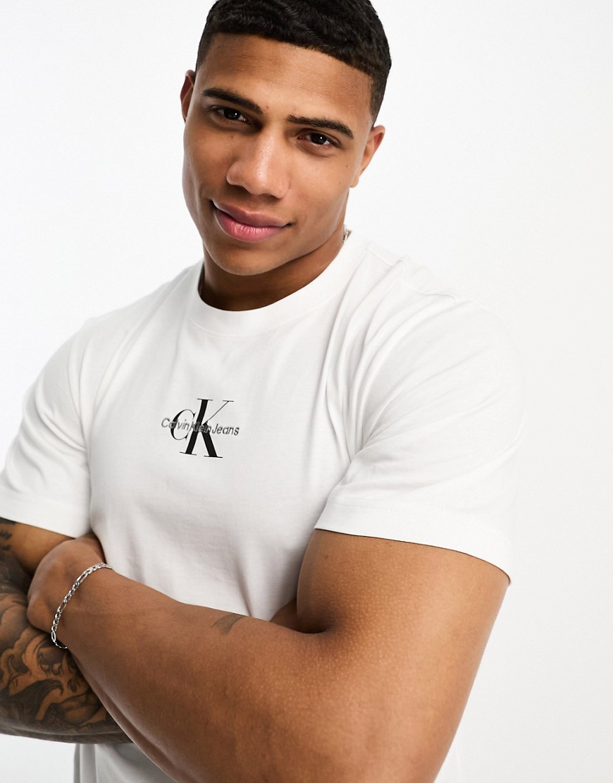 Calvin Klein Jeans monogram logo regular fit t-shirt in white