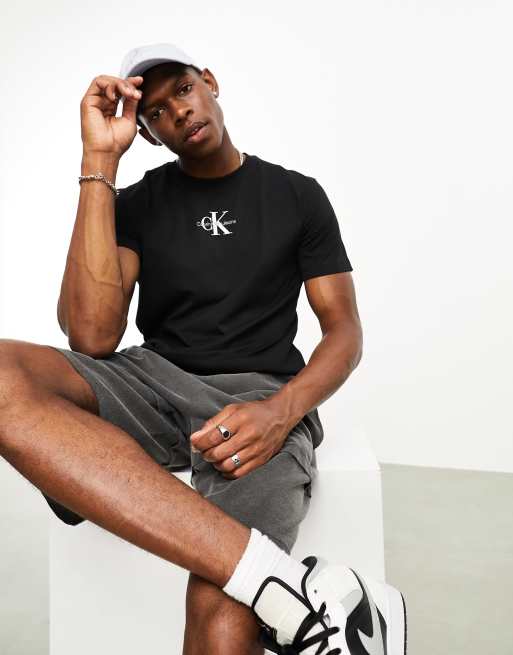 Calvin Klein exclusive to ASOS t-shirt with neck branding detail in black