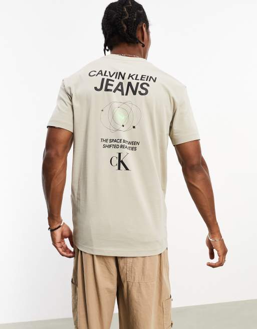 Calvin Klein Jeans monogram logo regular t-shirt in taupe