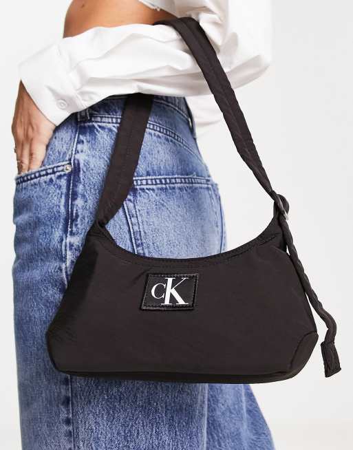 Calvin Klein Jeans nylon monogram shoulder bag in black - BLACK