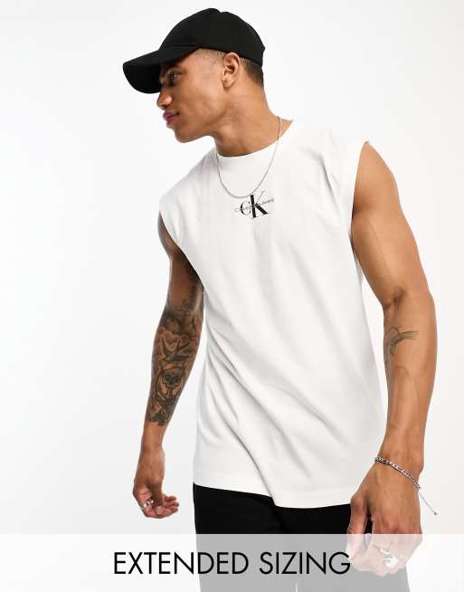 Calvin Klein vest Jeans sleeveless monogram white | logo in ASOS