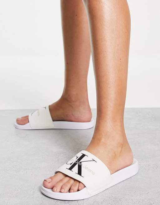 Calvin klein deals white sliders